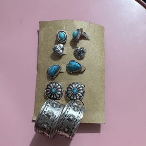 Silver and Turquoise Earring Set